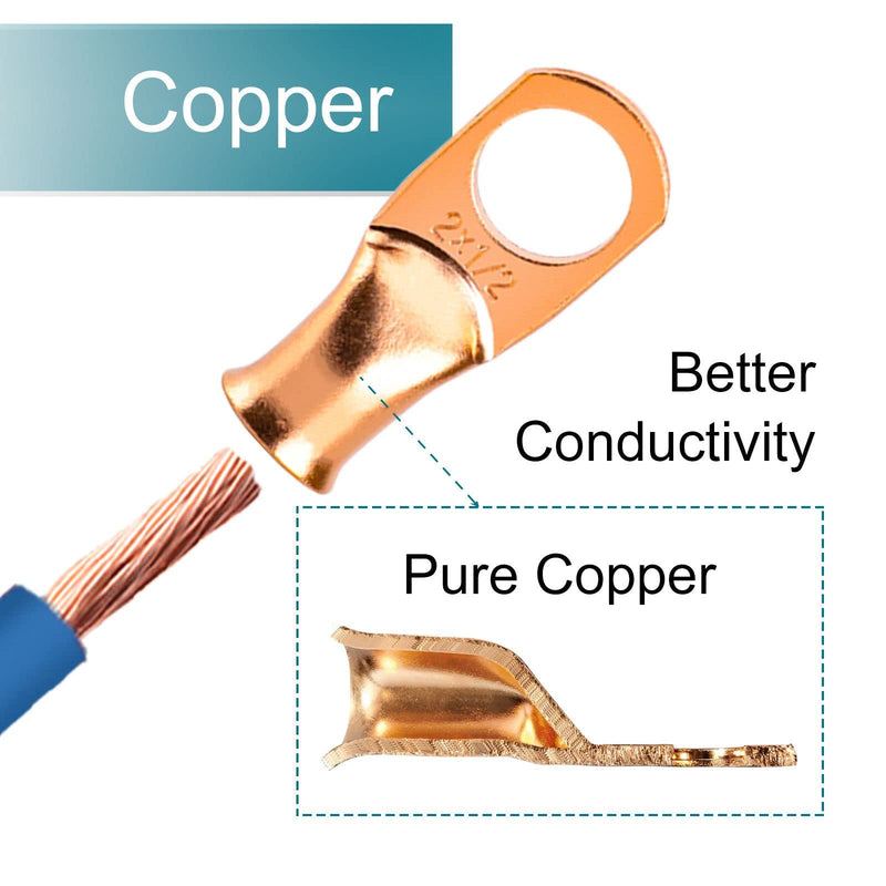 [Australia - AusPower] - 10PCS Battery Cable Ends, 8 Gauge Wire Connectors 5/16 Copper Wire Lugs, Bare Copper Eyelets with Heat Shrink Tubing by HOUSUN 8AWG*5/16" (M8) 10 