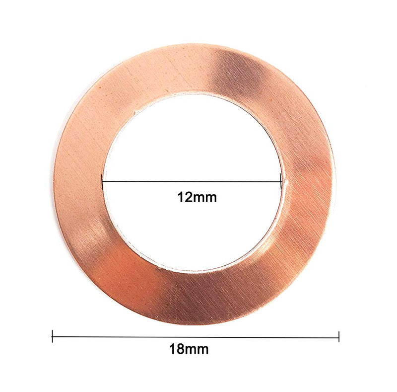 YXQ 12x18x1.5mm Copper Crush Washer Flat Ring Seal Gasket Fitting M12(30Pcs)