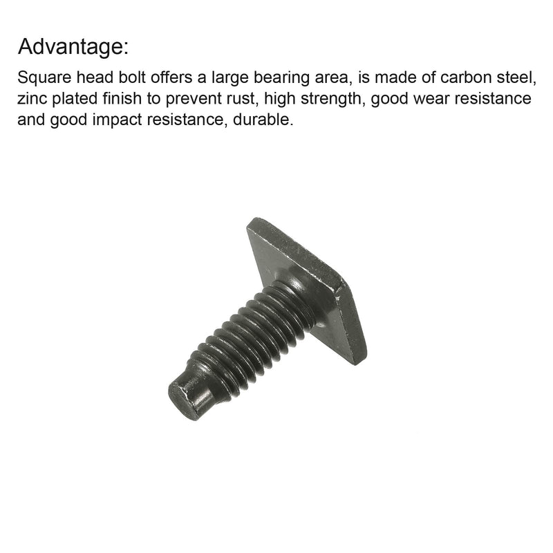 [Australia - AusPower] - uxcell Square Head Bolt, 10pcs M6x15mm Fully Thread Carbon Steel Grade 8.8 Square Machine Screws 10 
