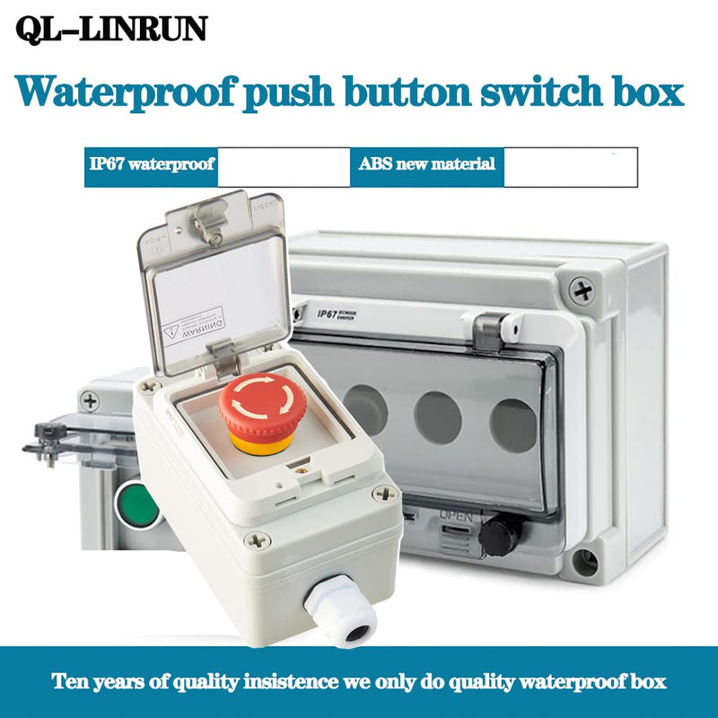 [Australia - AusPower] - Emergency Stop Button with Box e-Stop Box Emergency Stop Switch with Estop Button with Plastic Box e-Stop Button Box Emergency Stop Push Button Switch Push Button Station Box Red instantaneous switch box 