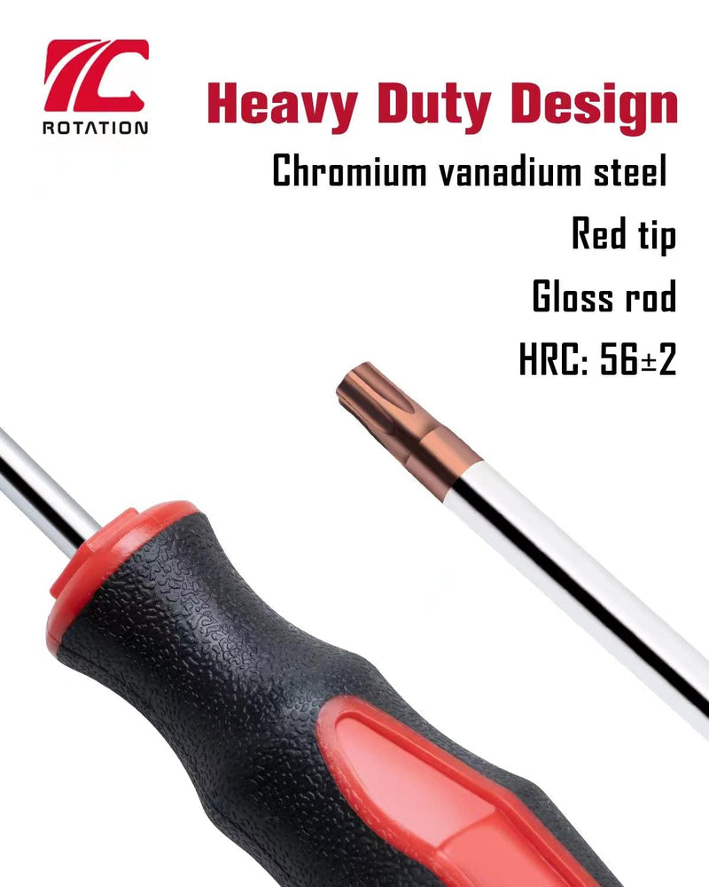 [Australia - AusPower] - ROTATION 4PCS Magnetic Tip Torx Screwdriver Set, 4 Torx Star Screwdrivers, T20, T25, T27, T30, Red Tip | Red, Gloss, S2 Steel Red_4pc 