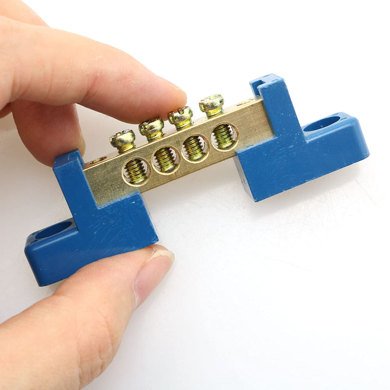 [Australia - AusPower] - 2pcs Terminal Bus Bar 4 Positions Terminal Block Brass Wire Screw Terminal Grounding Strip Bus Bar Block 