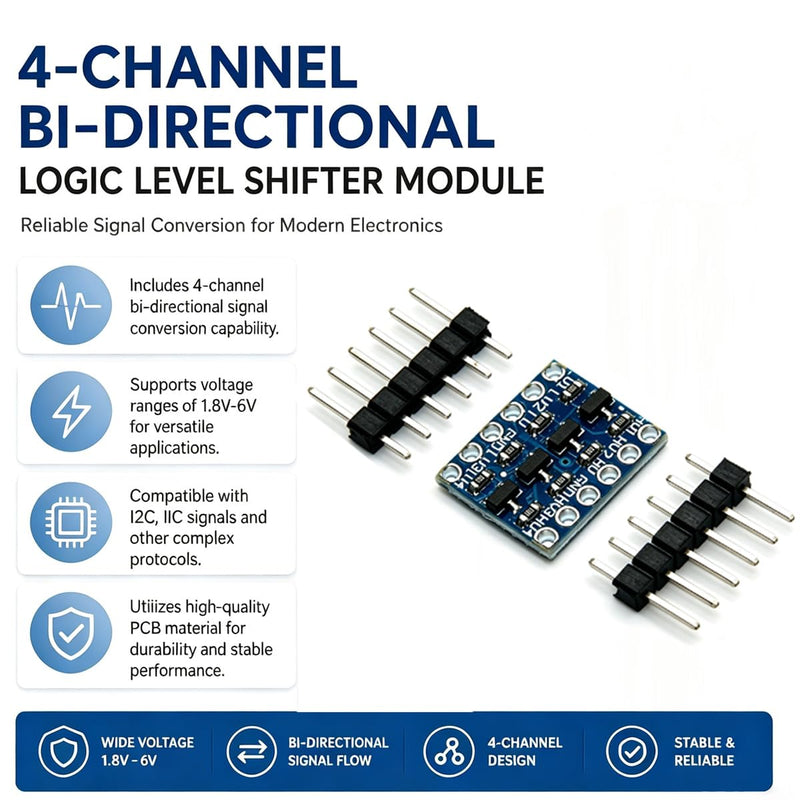 Gebildet 4-Channel Level Converter Logic Level Converter Shifter 4 Channel Level Converter I2C IIC BiDirectional 5V ~ 3.3V Raspberry Pi Microcontroller Pack of 10