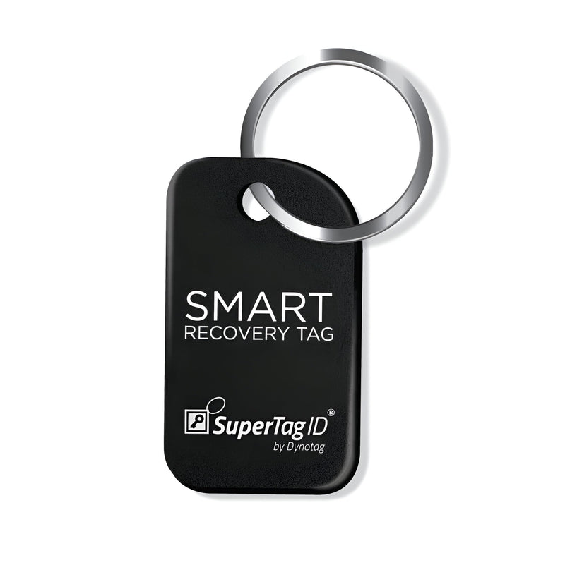 Dynotag® Sentry Series Anodized Aluminum Smart ID Tag for Keychain & Property, with Keyring + DynoIQ™ & Lifetime Service Midnight Black