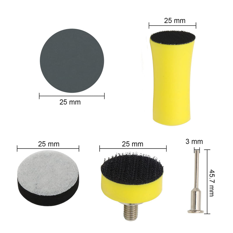 [Australia - AusPower] - VIBRATITE Pack of 185 Sanding Discs 25 mm Velcro Wet Dry Sanding Pads (Grit 60-10000) Sandpaper Sanding Tool with 1/8 Inch Shank for Wood Metal Mirror Jewellery Polishing 