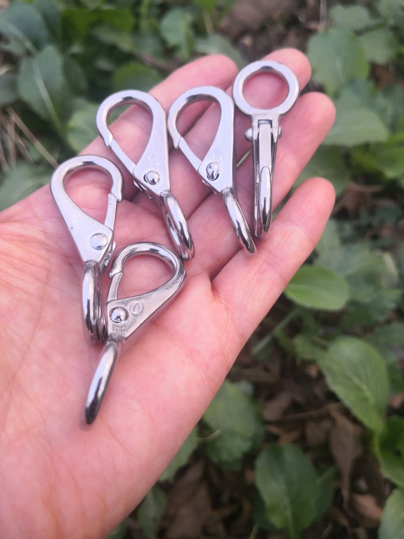 [Australia - AusPower] - Stainless Steel 316 Fixed Snap Hook 0# Spring Loaded Fixed Eye Hook Marine Rigging,5 Pieces 