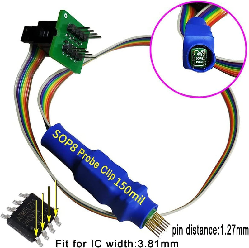 [Australia - AusPower] - SOP8 Clip150mil SOIC8 IC Test Probe Line for EEPROM 24 25 93 chip Circuit USB Programming for with Xgecu Programmer T76,T56,T48,EZP2019 EZP2023, RT809F,RT809H 