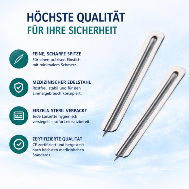 Blood Lancets 200 per Box - Sterile Lancets for Blood Glucose Measurement - Milia Lancets / Milia Lancets Stainless Steel Applications: Acne, Pimples, Ingrown Hair, Splitter. Heinz Herenz