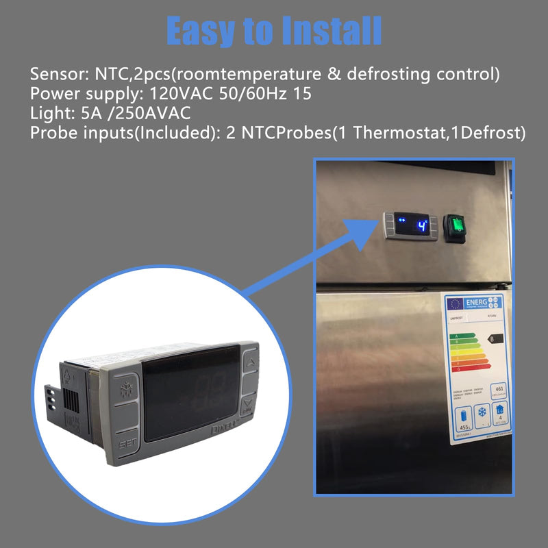 [Australia - AusPower] - XR03CX-4N0F1 for Dixell Temperature Controller 120V Digital Thermostat Controller for Refrigerator Freezer Replace W0302186 XR03CX XR03CX-4N1C0 