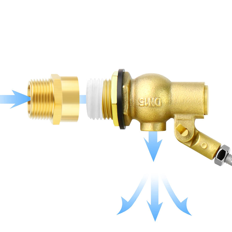 [Australia - AusPower] - GASHER 2PCS 3/4" 304 Stainless Steel Float Ball Valve with 3/4"G Female x 3/4"NPT Male Adapter, DN20 Adjustable Water Tank Float Ball Valve for Stock Tank Pool Water Level Control 3/4" DN20 2 