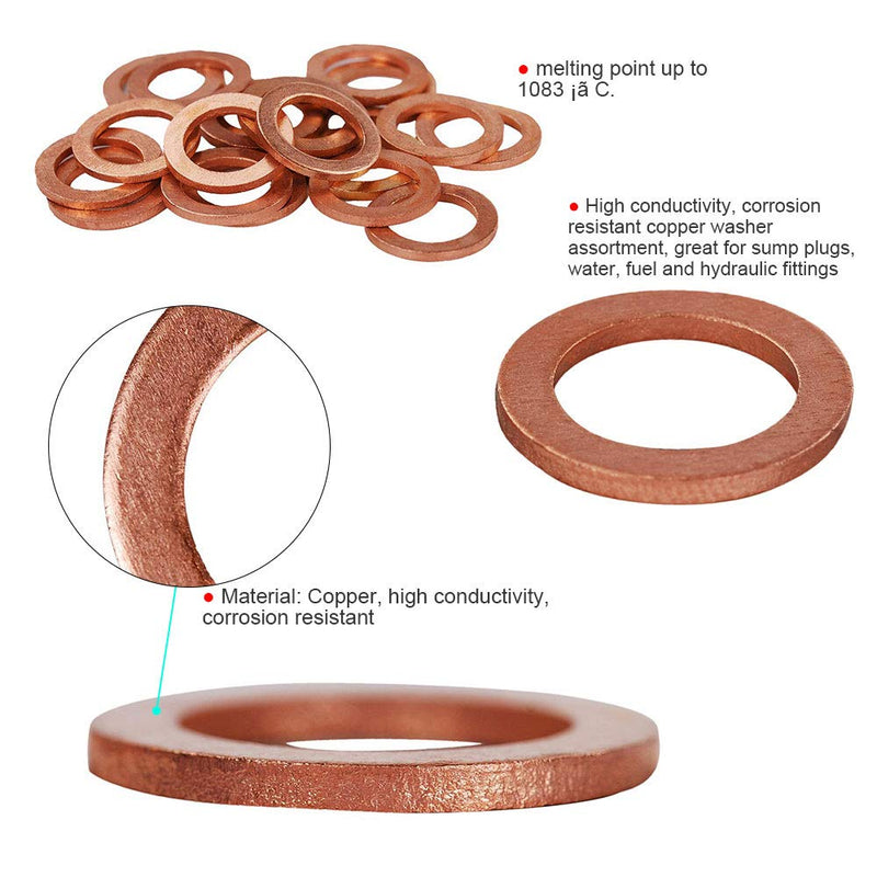 [Australia - AusPower] - HIFROM 25pcs M22 Copper Washers Flat Ring Sump Plug Oil Seal Gasket Sealing Fitting Washers 