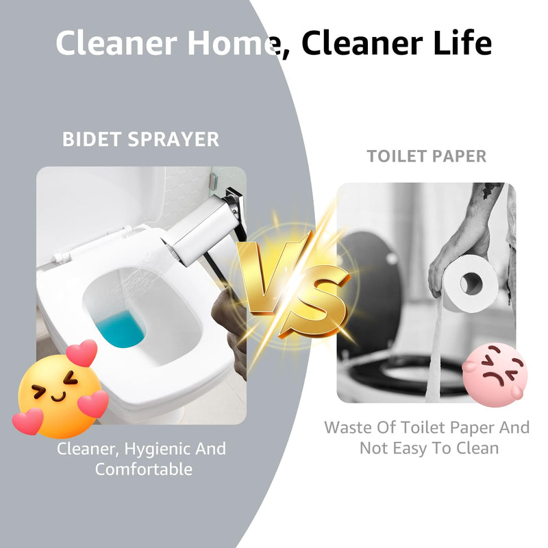 Handheld Bidet Sprayer for Toilet, Cloth Diaper Sprayer with Wall Mounts (ABS) and Hand Held Bidet Bathroom Hose (Stainless Steel), Jet Spray for Toilet, Muslim Shower, Easy to Install (Chrome) Chrome