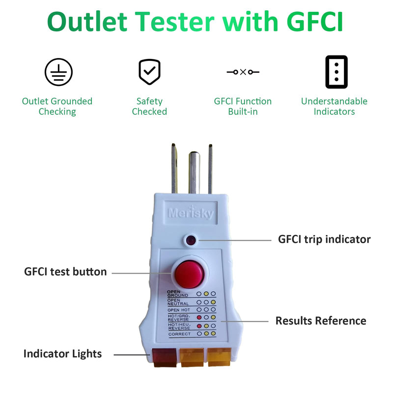 [Australia - AusPower] - Outlet Tester for Grounding Products, Grounding Tester with GFCI, Receptacle Socket Tester for Proper Wiring, Circuit Tester for Electrical Assessment 