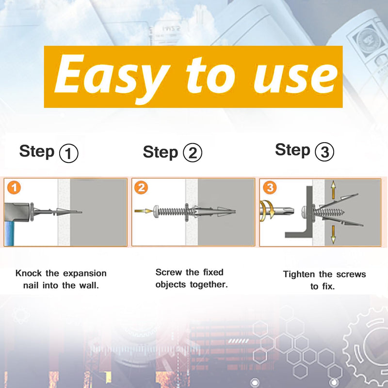 [Australia - AusPower] - 140 PCS Zinc Plated Steel Self-Drilling Anchors?Drywall Self-Drilling Anchors with Screws, Carbon Steel Hollow Wall Anchor Tapping Screw(0.47x1.18 in) 