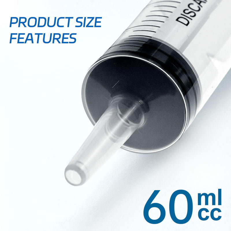 30 Pack 60ml Syringes Without Needle, Sterile & Individually Sealed, Large Plastic Syringes for Liquid, Precise Measuring for Pet Feeding, Scientific Labs & Dispensing 30