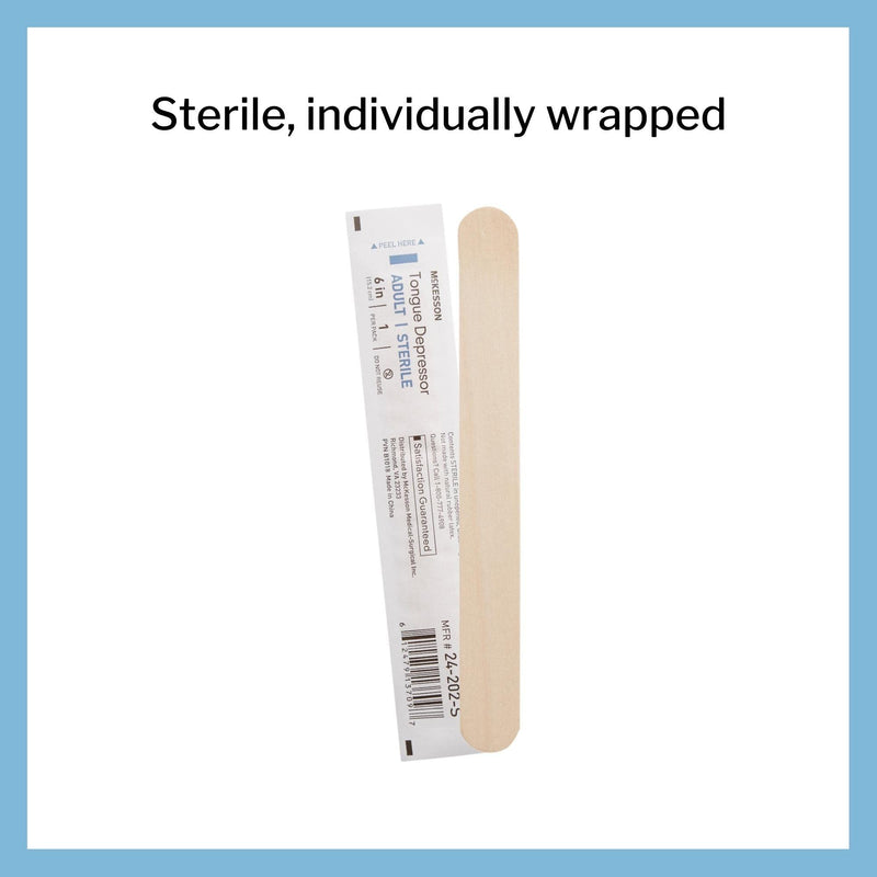 [Australia - AusPower] - McKesson Tongue Depressor, Sterile, Wooden, Individually Wrapped, Adult, 6 in, 100 Count 100 Count (Pack of 1) 