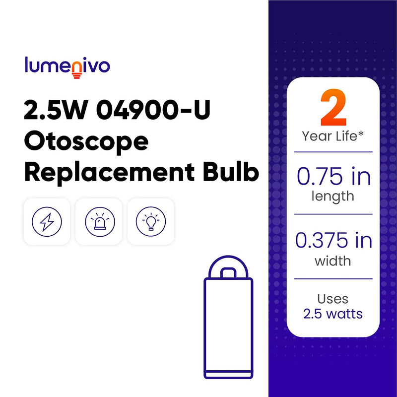 [Australia - AusPower] - lumenivo 2.5W 3.5V Replacement Bulb 04900-U for Welch Allyn Otoscope Set 11620, 11630, 11720, 11730, and 11735 - Otoscope Replacement Bulb for Welch Allyn - 1 Bulb 