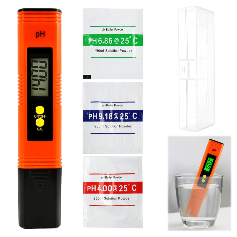 pH Meter Digital PH Value Meter PH Water Quality Tester Portable 0.00-14.00 pH Tester with LCD Display, High Accuracy ±0.01, Automatic Calibration, Ideal for Drinking Water, Pools, Aqua