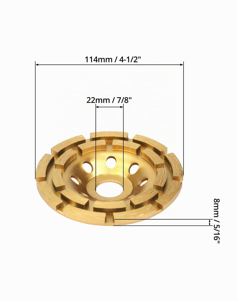 QWORK Cup Wheel 115 mm x 22.2 mm for Concrete, Plaster, Granite, Resin, Tile Adhesive, Natural Stone etc 115mm x 22.2mm