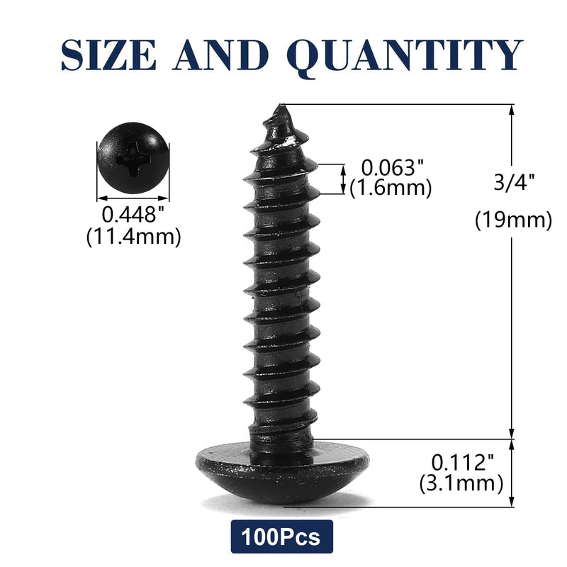 [Australia - AusPower] - #10 x 3/4" Wood Screw 100Pcs Truss Head Phillips 18-8 (304) Stainless Steel Fast Self Tapping Screws Black Oxide by SG TZH #10 x 3/4" 