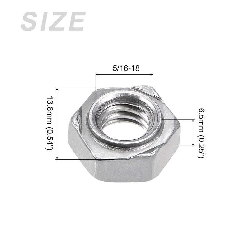[Australia - AusPower] - METALLIXITY Hex Weld Nuts Steel (5/16-18Thread Size) 20Pcs, Carbon Steel Hexagonal Nuts - for Machinery Industry, Home Furniture Repair 5/16-18 20 