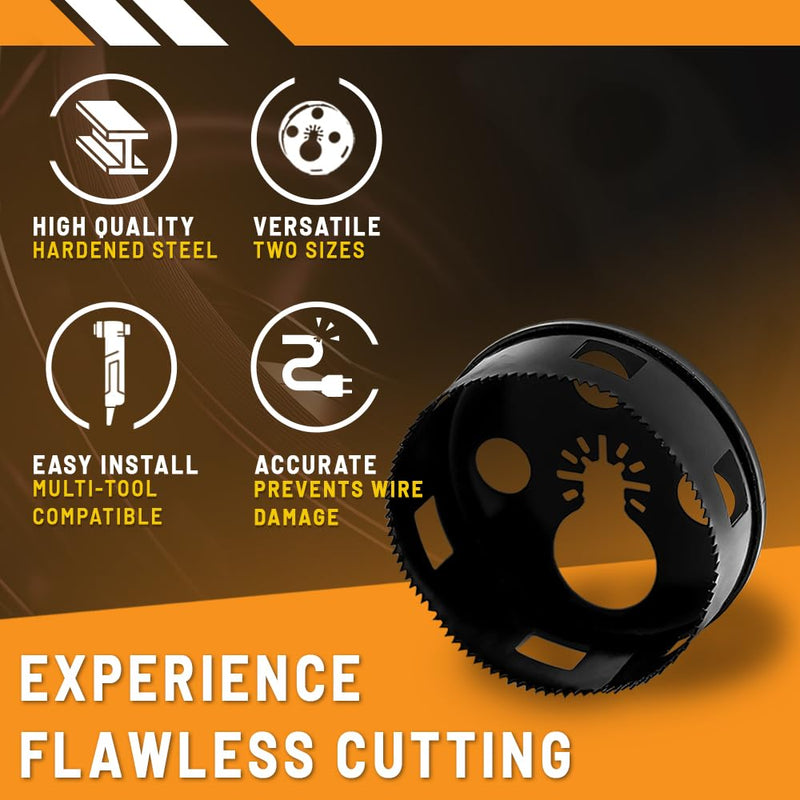 Rack-A-Tiers Round Multi-Tool Hole Saw. Cutting recessed Lights with oscillating Multi-Tool, Round Holes in Drywall (4 1/4) (42680) 4 1/4
