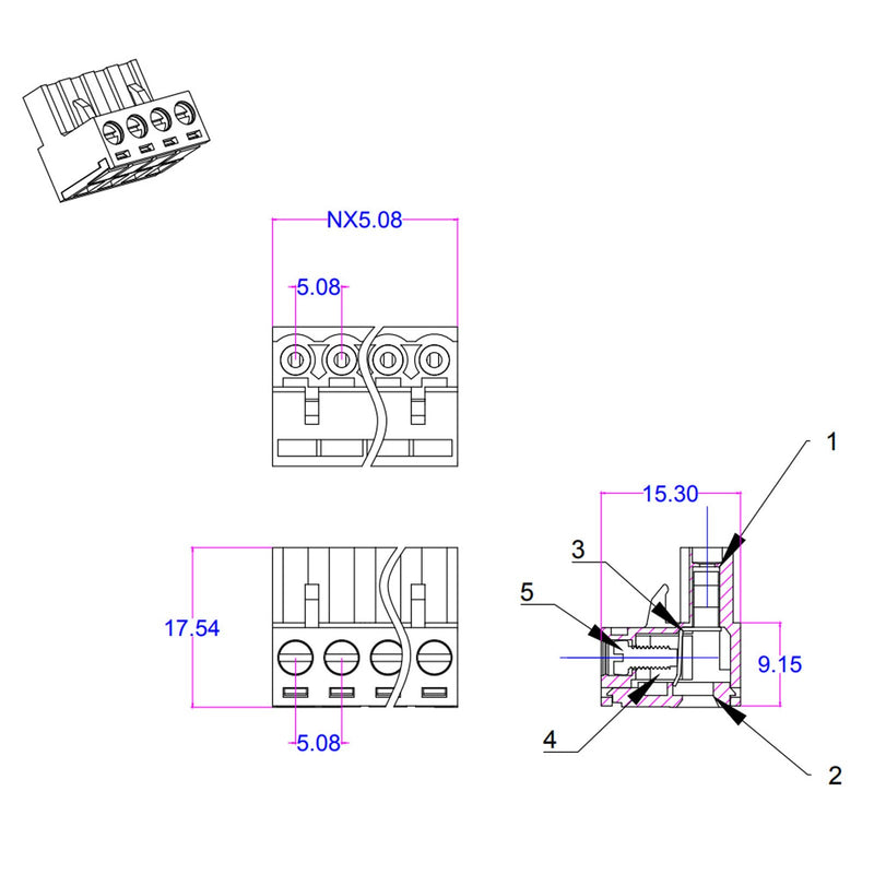 [Australia - AusPower] - 30Set 2 Pin 5.08mm Pitch Screw Terminal Block Connector Pluggable with Phoenix Plug for 28-12AWG Cable 2Pin (30Set) 