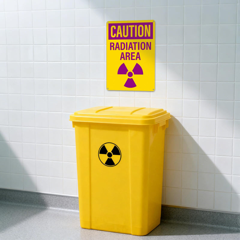 4 Pack Caution Radiation Area Signs 10 x 7 Inch Rust-Free Aluminum OSHA Sign with Symbol UV Protected Industrial Radioactive Warning Signs for Business Construction Site Warehouse