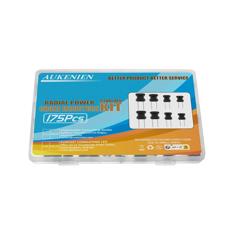 AUKENIEN Inductor Kit 23 Values 175 Pieces 10uH 100uH 220uH 1mH 1uH 4.7uH 15uH 33uhH 47uH 150uH 330uH 2.7mH 10mH 20mH Radial Inductance Assortment