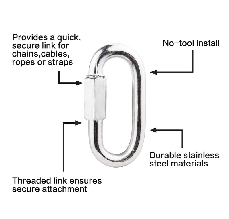 [Australia - AusPower] - 30 Packs Quick Link M3.5 1/8 inch 304 Stainless Steel Quick Link Chain D Shape Locking Quick Chain for Carabiner, Hammock, Camping and Outdoor Equipment 