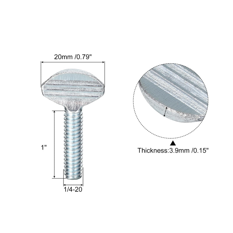 [Australia - AusPower] - uxcell 1/4-20 x 1 Thumb Screws, 25pcs Carbon Steel Fully Thread Galvanized Finger Tight Racket Screw 1/4-20 x 1" 25 