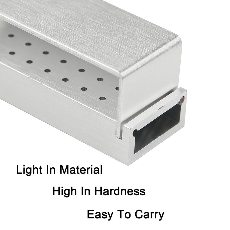 [Australia - AusPower] - Dental Burs Holder Block Case 30 Holes 2Pcs Disinfection Diamond Burs Aluminium Autoclavable Opening Box for Laboratory Clinics（Sliver and Blue） 