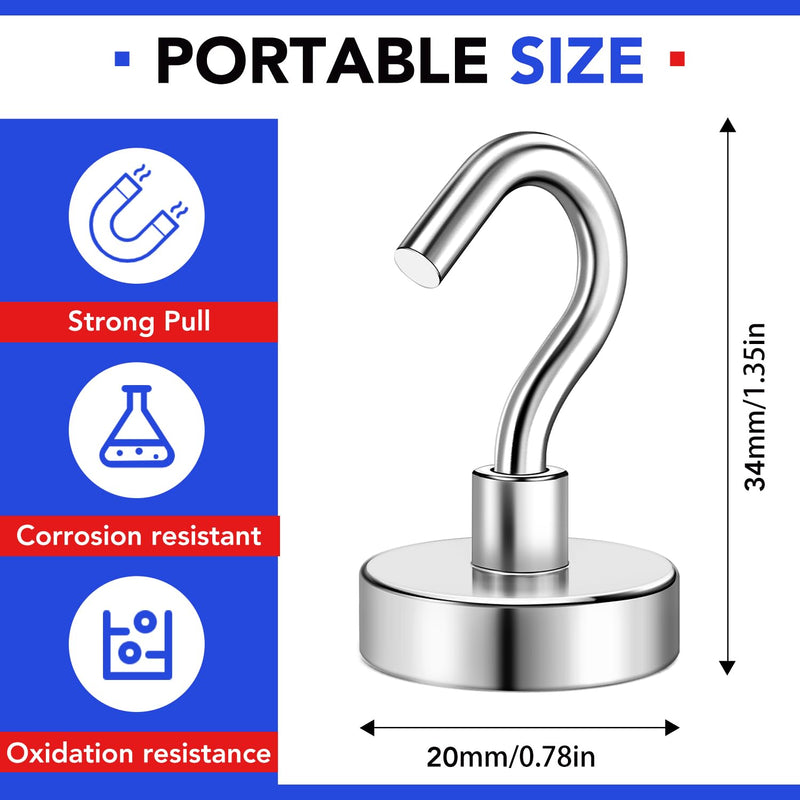 [Australia - AusPower] - 10 Pack Magnetic Hooks, 40Lbs Heavy Duty Magnets Hooks for Cruise Cabins, Extral Strong Magnets with Hooks for Hanging, Metal Magnetic Grill Hooks Magnetic Hanger for Fridge, Toolbox, Storage 40Lbs-10Pack 