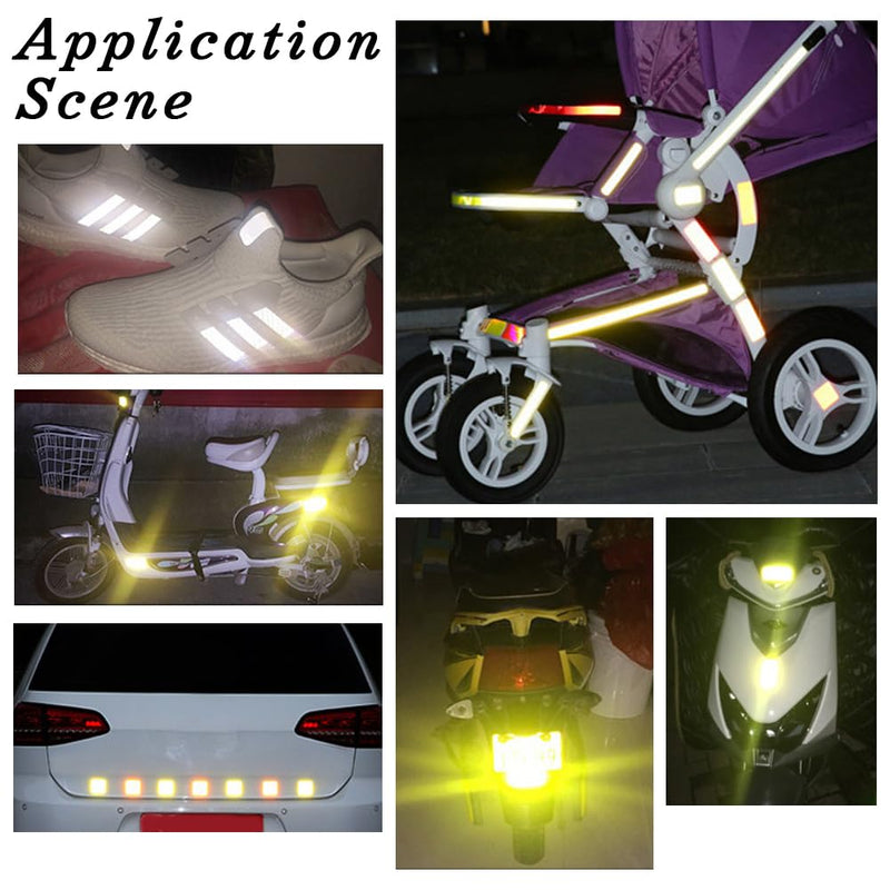 37Pcs 3 Styles PET Reflective Stickers Adhesive Reflector Strips Waterproof ty Warning Tape Night Visibility Decals Auto Accessories for Car Bicycle Motorcycle Helmet 3.15 x1.18 Inch