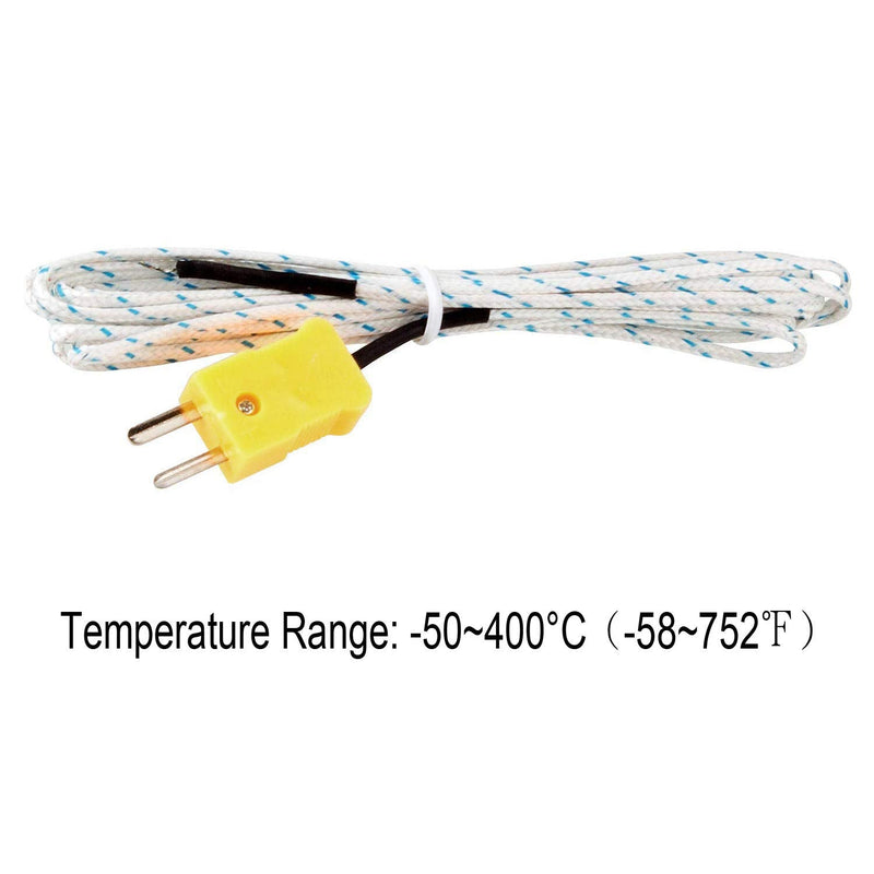 [Australia - AusPower] - DAOKI 5PCS K-Type Mini-Connector Thermocouple Temperature Probe 3M/9.8ft Wire Measure Range -50~400 °C（-58~752℉）for TM902C/ TES1310 Thermometer with 2PCS Thermocouple Plug 