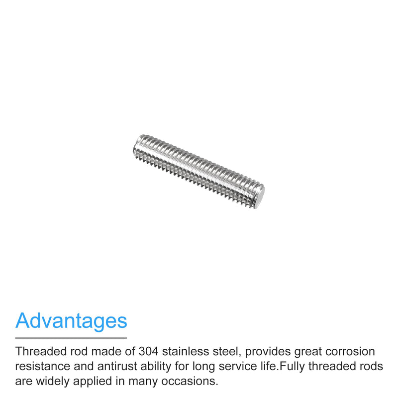 [Australia - AusPower] - MECCANIXITY Fully Threaded Rod M8 x 35mm 1.25mm Thread Pitch 304 Stainless Steel Right Hand Threaded Rods Bar Studs 15 Pack 
