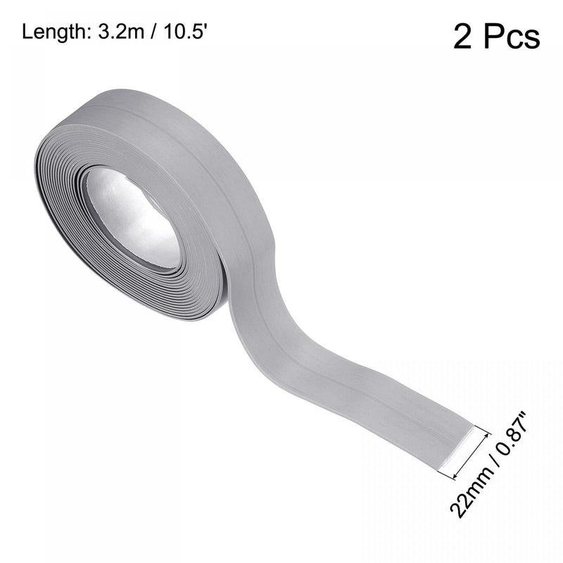 [Australia - AusPower] - uxcell Waterproof Seal Caulk Strip Tape Self Adhesive 0.87"W x 10.5'L PVC Sealing Tape for Kitchen Bathroom Grey 2Pcs 
