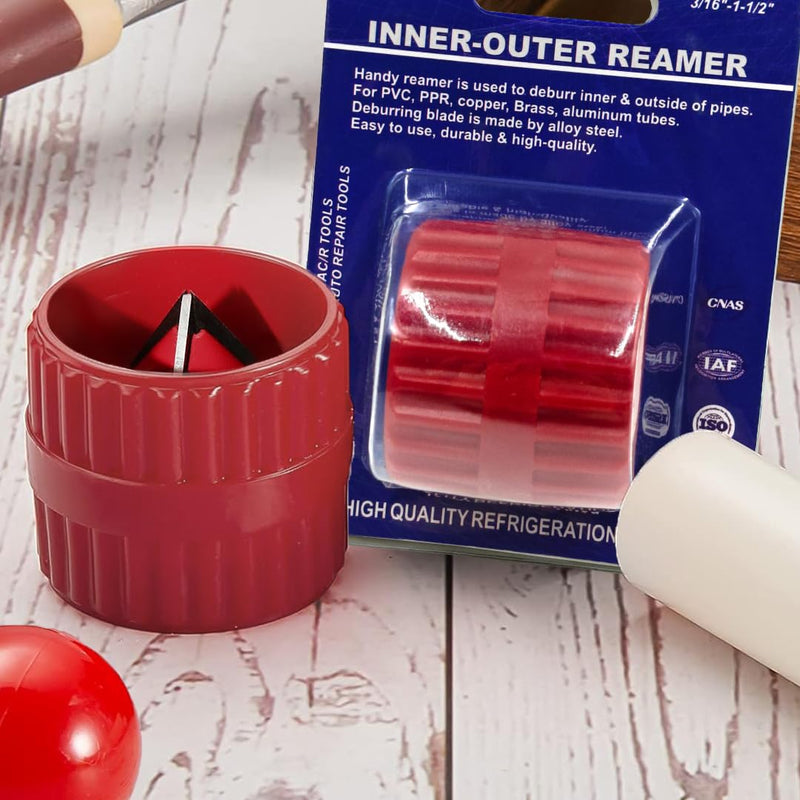 [Australia - AusPower] - Deburring Plastic Copper Tube, Universal 2-in-1 Pipe Deburring Tool for Chamfering and Grinding Indoor and Outdoor Use, 5-38 mm, Plastic Body, Copper Pipes, Red 