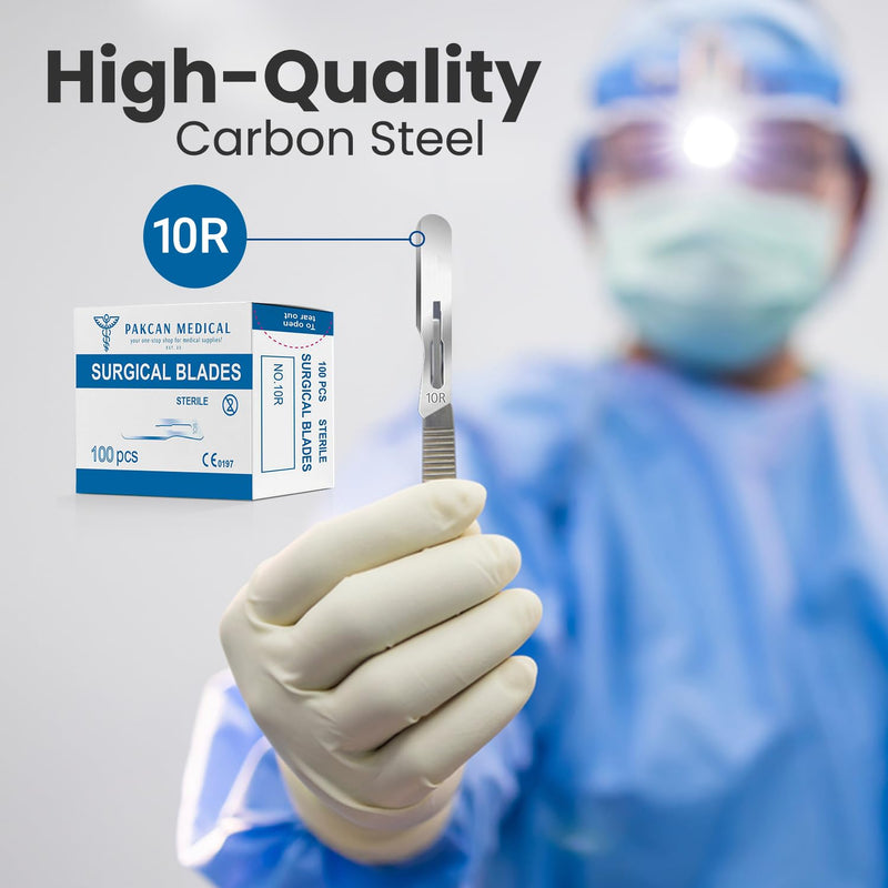 [Australia - AusPower] - 10R Dermaplaning Professional Kit Includes:10R Dermaplaning Scalpel Blades (100 Pack), Scalpel Handle No. 3, Scalpel Blade Remover, Hemostat Forceps 