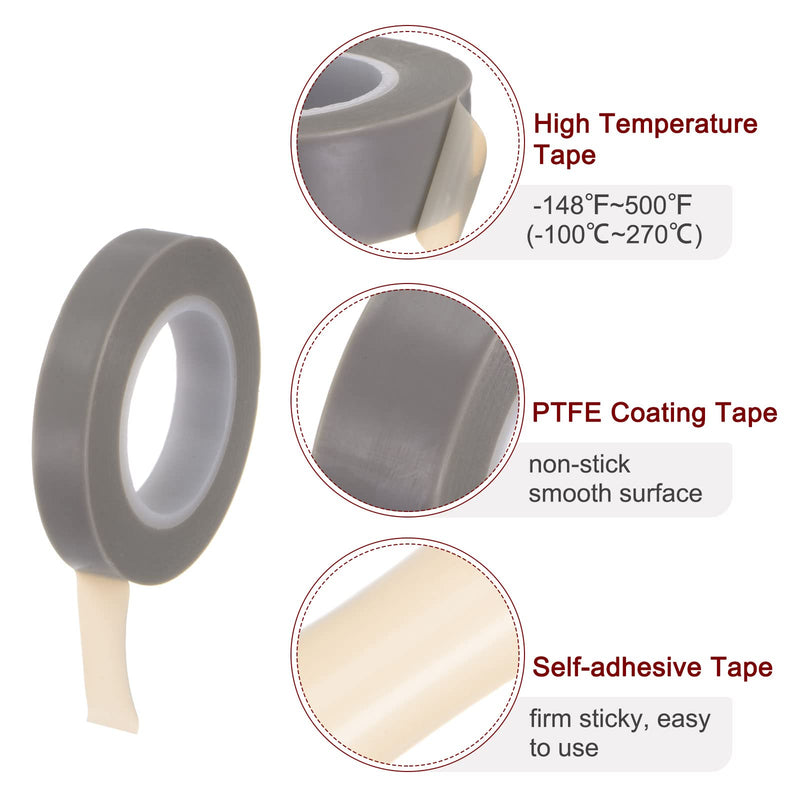 [Australia - AusPower] - PTFE Film Tape Roll, 0.4" x 33 ft High Temperature Tape 0.13mm Thickness with Single Side Adhesive for Vacuum Sealer Machine, Hand Impulse Sealers, Gray 