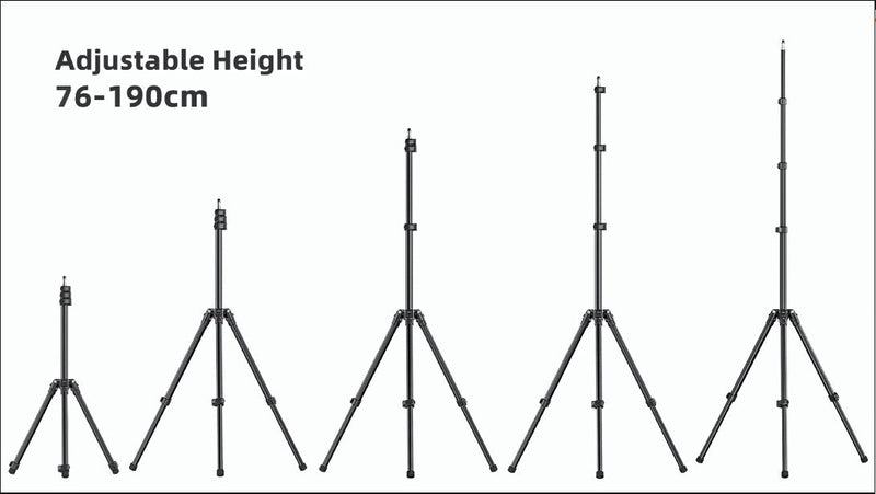 ULANZI Black Aluminum Light Stand, 6.32ft Extendable Tripod for Strobe Lights, Webcams, Cameras & Softboxes 6.3 ft