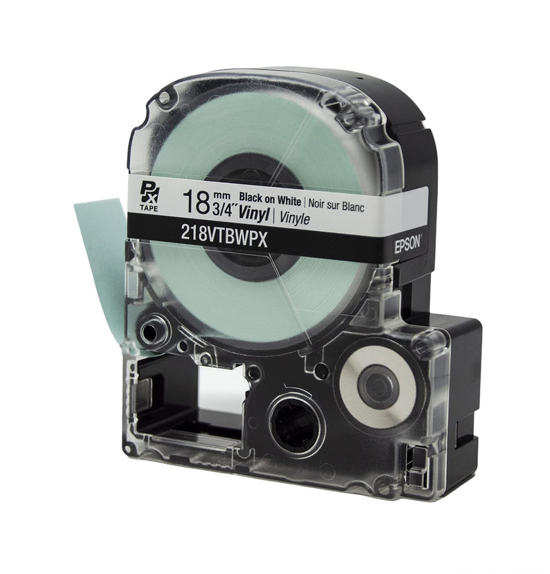 LABELWORKS 218VTBWPX Tape Cartridge - Black on White Flexible and Durable Vinyl Industrial Label Maker Tape - 3/4" (18MM) Wide, 22.9 ft 18mm
