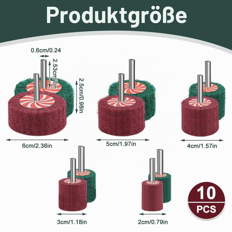 Pack of 10 Flap Sanders, 20/30/40/50/60 mm Fleece Sanding Discs, Flap Grinder Sanding Attachment for Cleaning and Removing Paint and Oxide, for Drills and Straight Sander (6 mm)