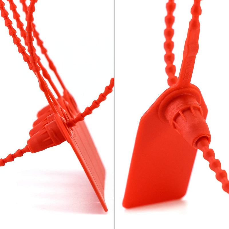 [Australia - AusPower] - QWORK Plastic Tamper Seals, 100Pcs Tamper Self-Locking Security Zip Tie, Pull-Tite Security Tag for Fire Extinguishers and Fire Safety, 9-13/16" Long, Red 100 Pack 