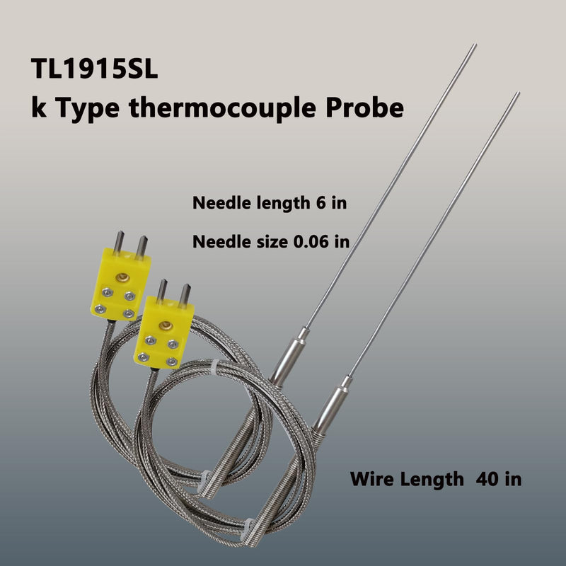 [Australia - AusPower] - TL1915SL k Type thermocouple Probe Length 6in / 0.06in /40 in Flexible Thermocouple -40℉~1230℉（2pcs） 