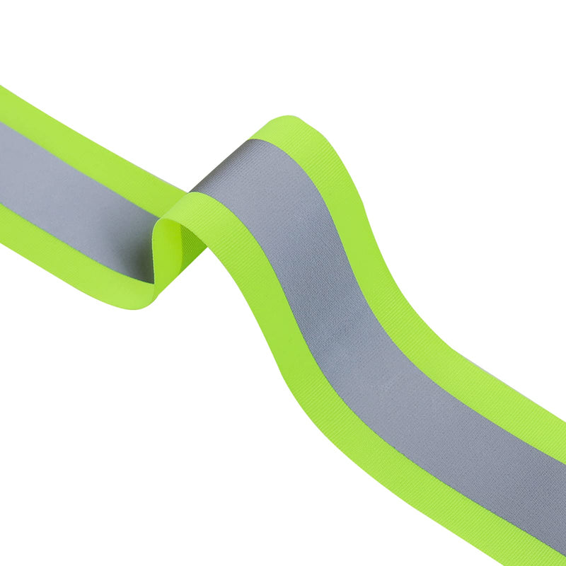 TCCFCCT High Visibility Reflective Tape Strip, Fabric Florescent Safety Tape, 2'' x 66ft Sew-on Warning Safety Trim for Clothing, School Bags and Raincoats, 3cm Reflective Width, Green Green 3cm reflective width