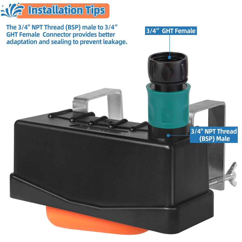 Water Trough Float Valve for Stock Tank,Water Tank Float Valve Level Control for Pond Farm Livestock Cattle Goat Horse Swimming Pool, Autofill Livestock Waterer with Hose Connector Stock Tank Float Valve with Connector-1PCS