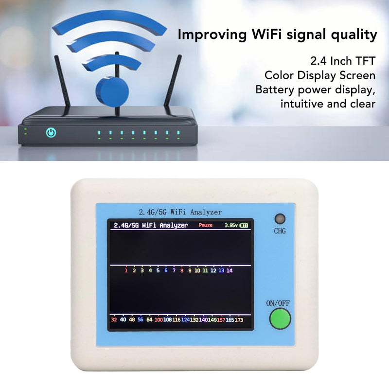 [Australia - AusPower] - Analyzer, 2.4G 5G Analyzer, 2.4 Inch TFT Color Screen Scanner Network Analyzer with Light Indication, Battery Display, Long Standby 