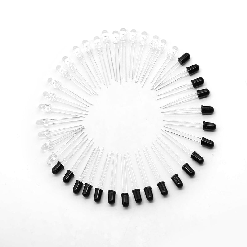 [Australia - AusPower] - F5 940nm LEDs Infrared Emitter and IR Receiver Diode for Arduino 5MM Infrared Emission+Receiver Tube (Set of 30pcs) 5mm Ir Led Diode Kit (30pcs) 