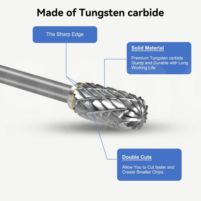 EASERIA Carbide Burr Set, Tungsten Carbide Rotary Cutter, Shaft Diameter 3 mm, for Wood Cutting, Drilling, Metal Polishing (Pack of 10) Small